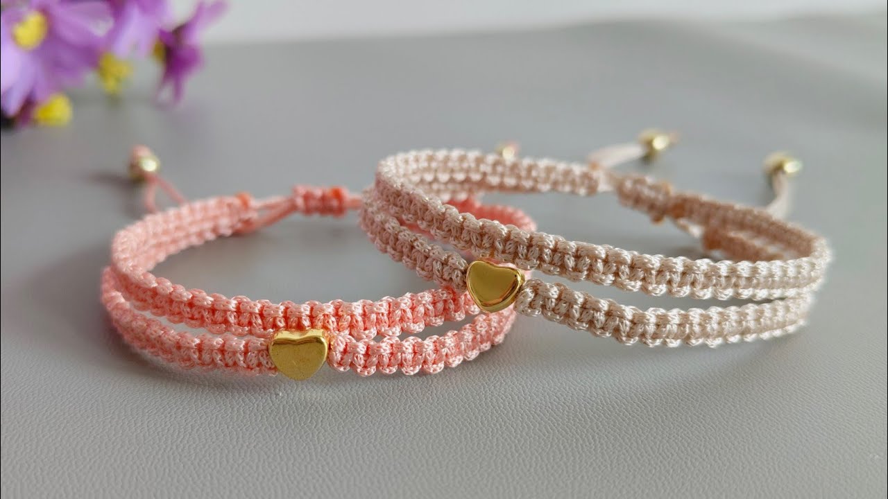 Golden Heart Macrame Bracelets – Elegant Pair for Everyday Charm