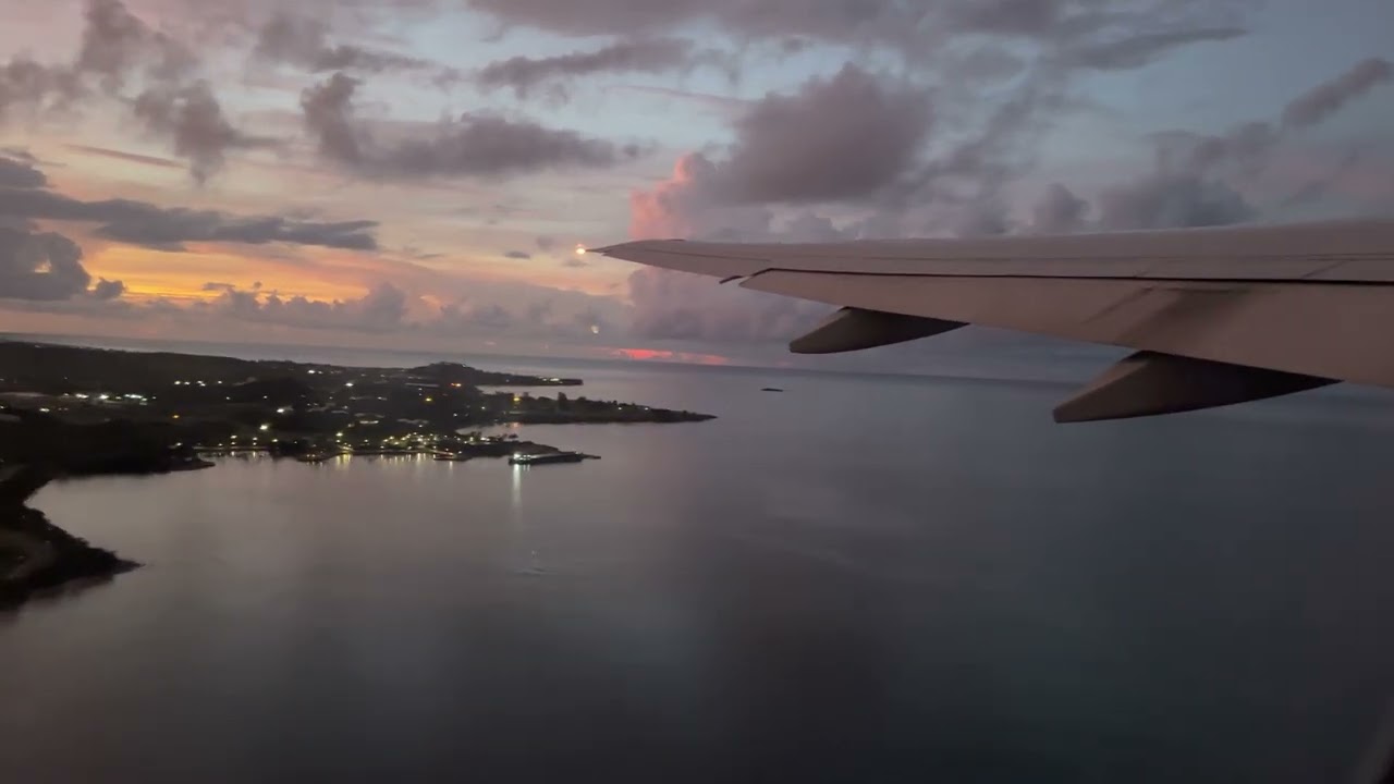 British Airways B777 Sunset Takeoff From Antigua