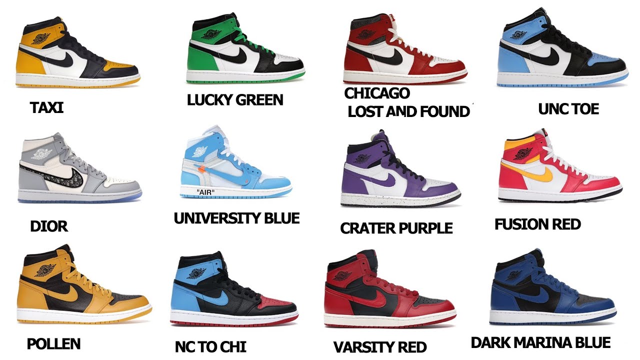 Top Nike Air Jordan 1 Visual Colorway With Names