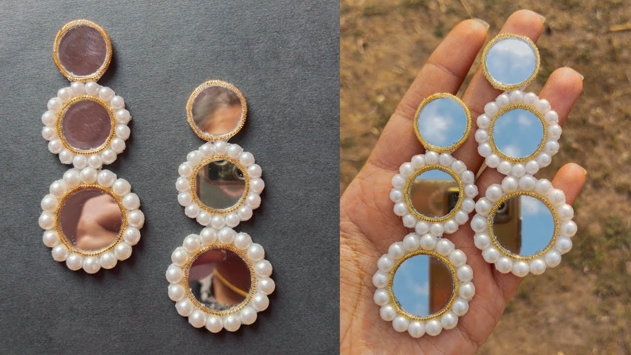 Pearl Half Cut Bead Festive Earrings Making At Home 😍🔥 #viral #trending #youtube #diy #earrings