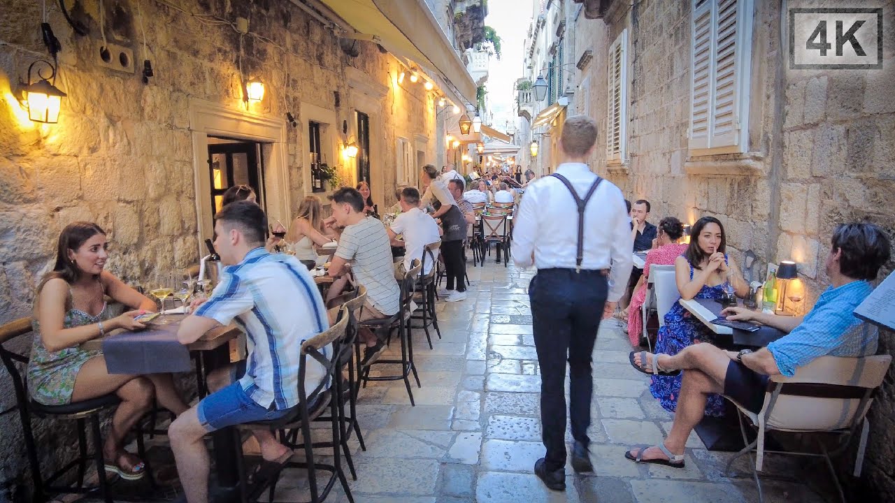 An Evening in Dubrovnik, Croatia 🍽️🌇 Sunset Walk with Natural Street Sounds [4K]