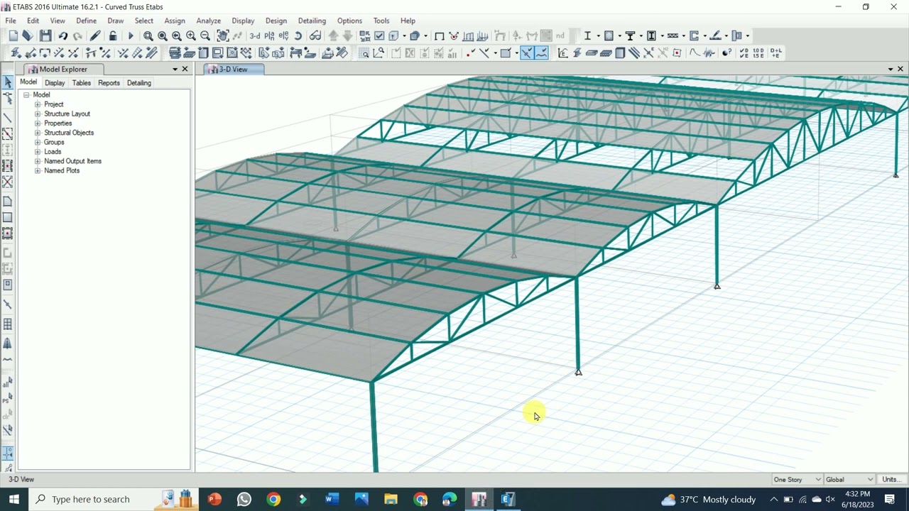 Design of Curved Steel Roof Truss in Etabs