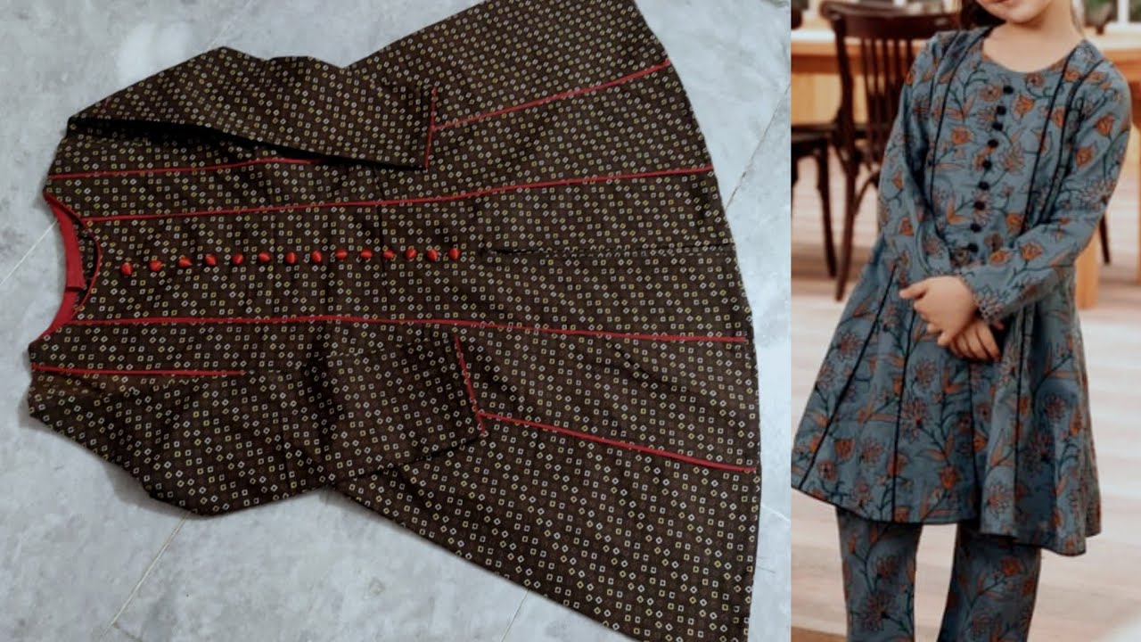 Panels kurti cutting and stitching for little girl