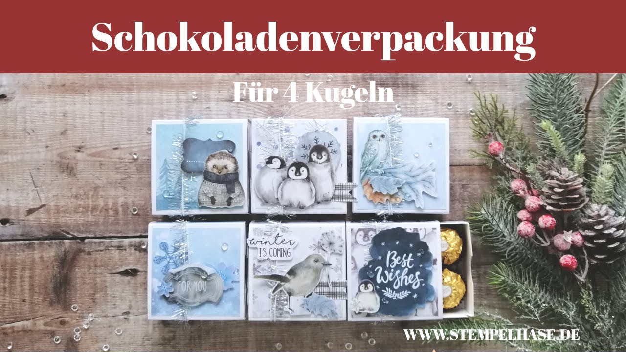 Schokoladenverpackung für 4 goldene Kugeln von Ferrero Rocher 🌲 Adventsgeschenk mit Anleitung