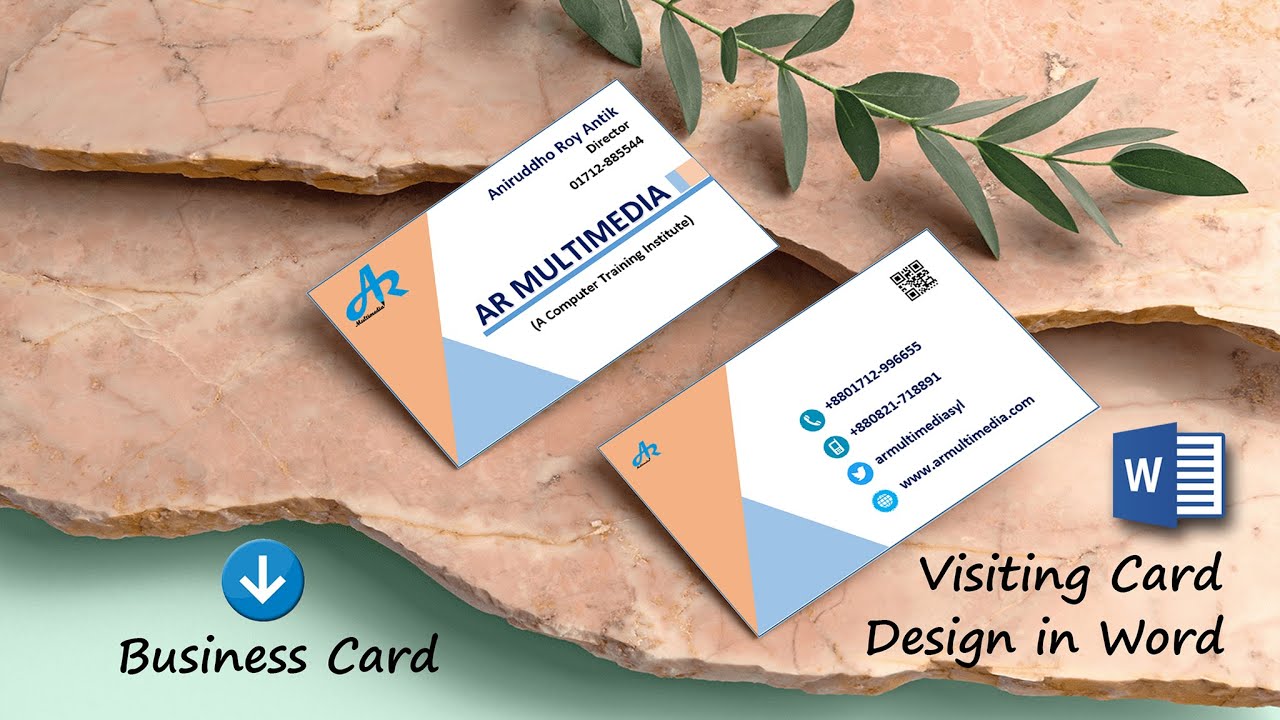 MS Word Tutorial: How to Make Visiting Card in MS Word|| Business Card Design Word [AR MULTIMEDIA]