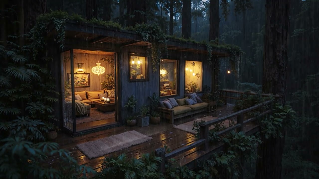 8 Hours Gentle Rain in a Quiet Woodland 🌙🌧️ | Warm Midnight Sleep Atmosphere (4K – No Ads)
