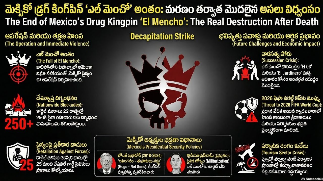 మెక్సికో డ్రగ్ మాఫియా డాన్ 'ఎల్ మెంకో' హతం: దేశాన్ని దద్దరిల్లిస్తున్న కార్టెల్ వార్!