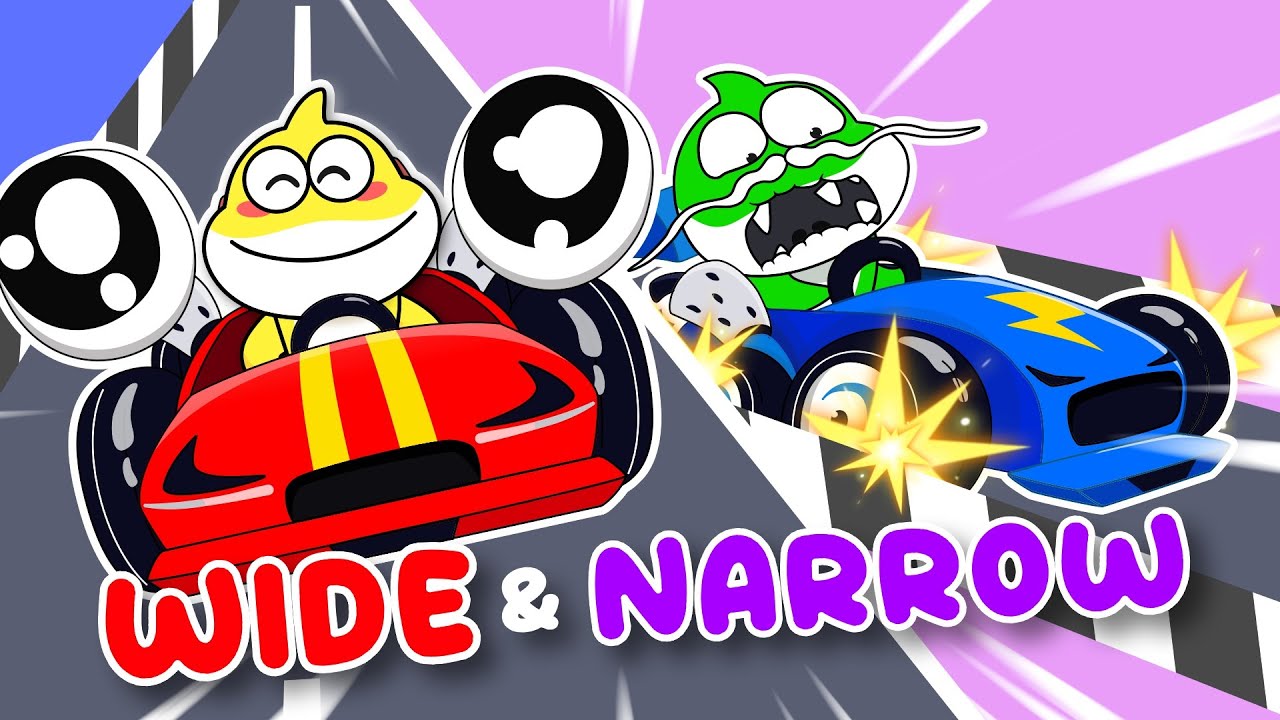 Baby Shark Song | Wide and Narrow | Learn Opposites | 2D Billions Nursery Rhymes