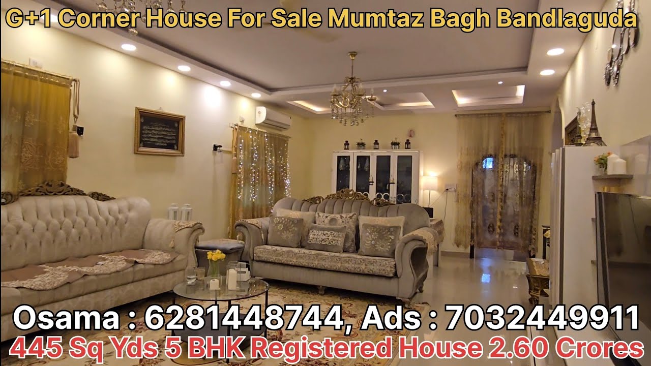 445 SqYd G+1 Corner Registered Beautiful Fully Furnished #houseforsale at Mumtaz Bagh Bandlaguda Hyd