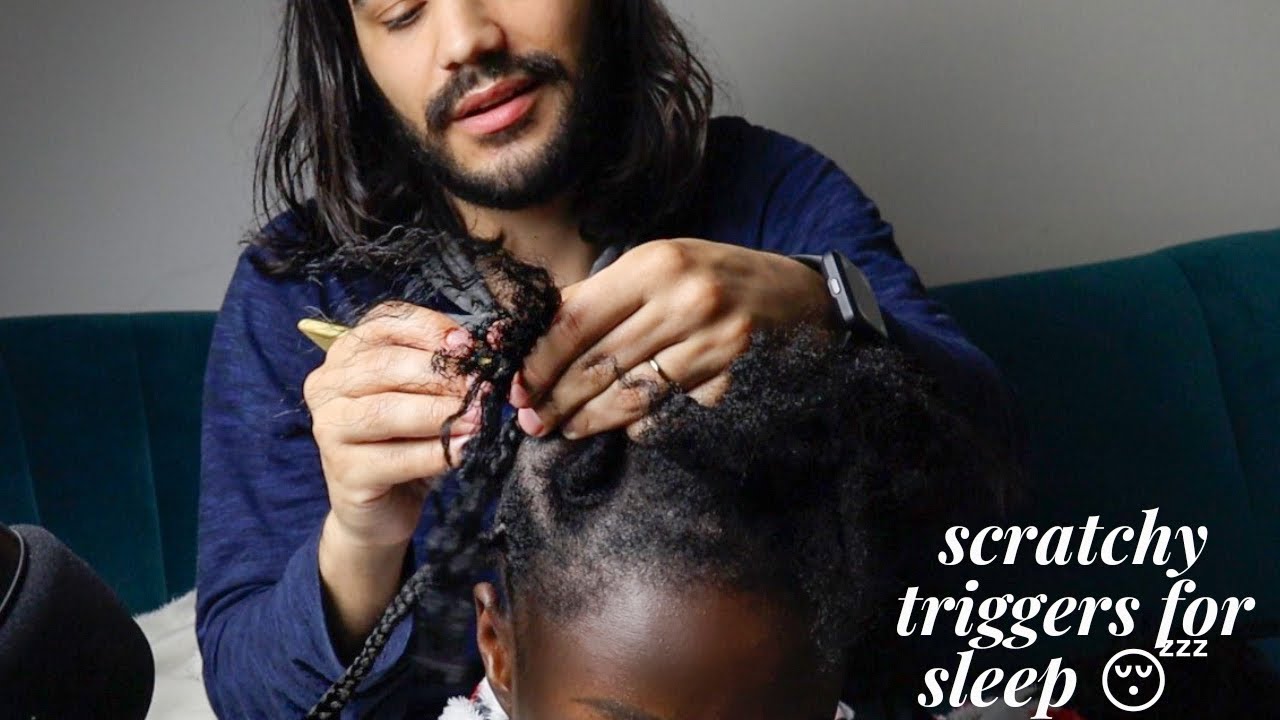 ASMR Super Tingly Triggers FOR SLEEP WHISPERING BIRTH STORY while unbraiding & scratching