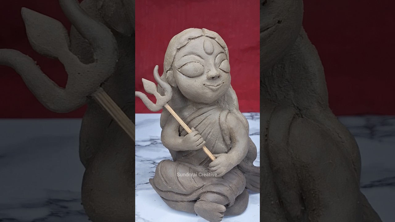 Diy cute maa durga idol making 🙏🏻 [part-1] #art #durgapuja #shorts