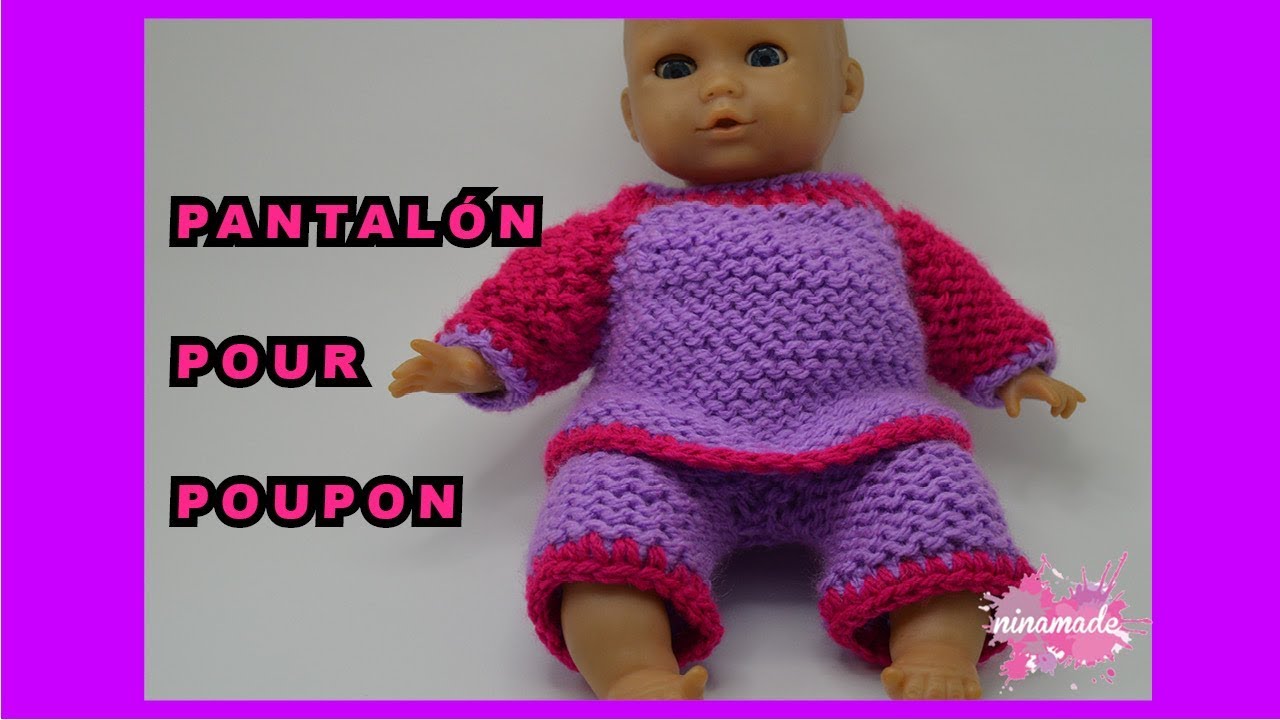 DIY. Pantalon Pour Poupon Avec 2 Aiguilles. Très Facile!! // Knit Trousers For Doll. Very Easy!!