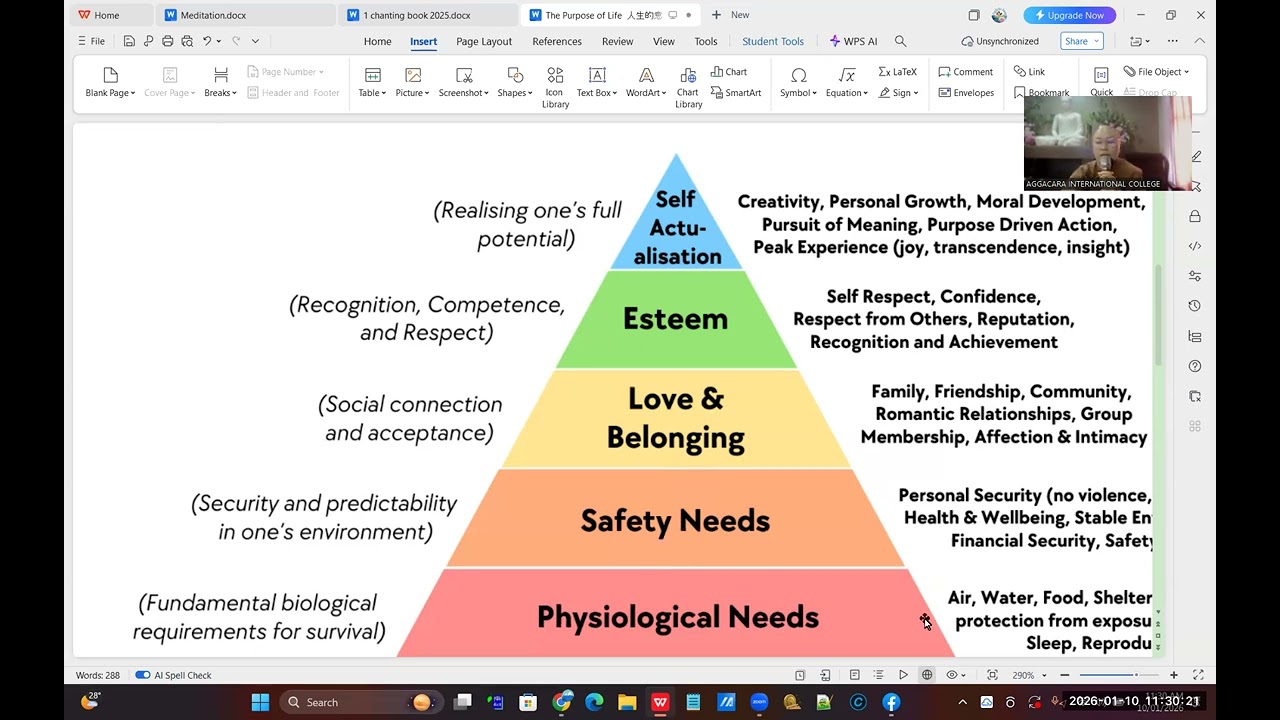 The Purpose of Life, the Needs of Human， Maslow Theory 人身的意义，人们的需求， 五大层次需求