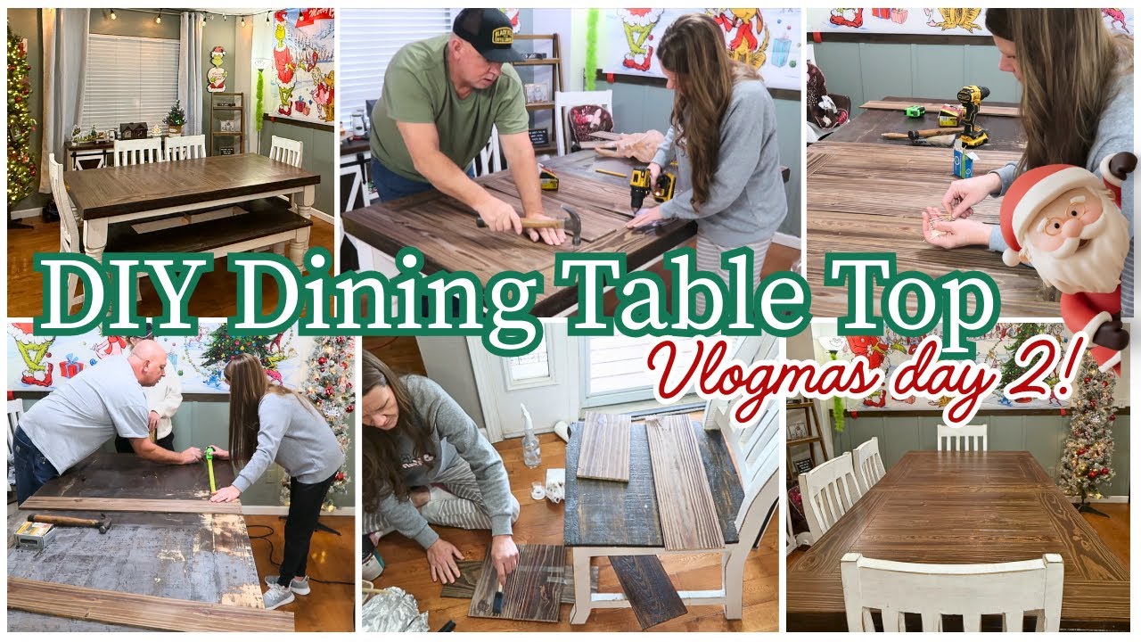 DIY DINING ROOM TABLE TOP. VLOGMAS DAY 2! #furnitureflip #vlogmas