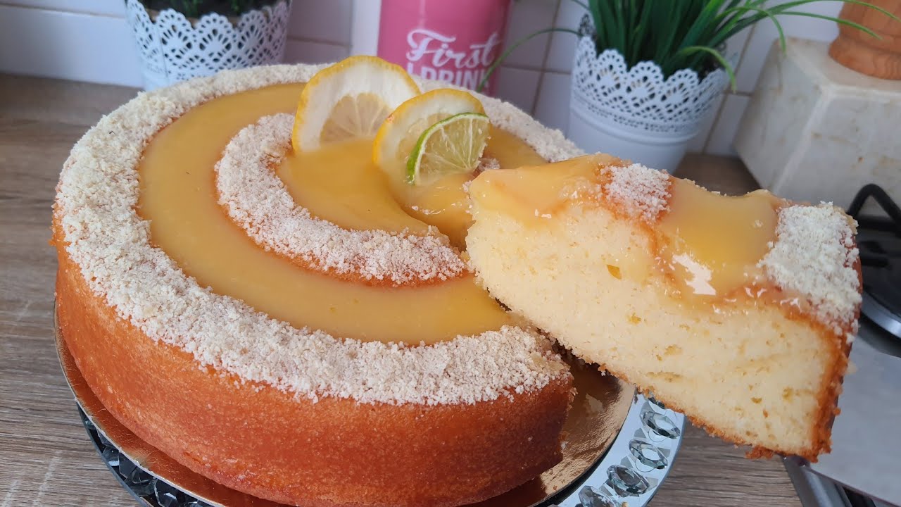 كيكة الليمون 🍋 خفيفة بكريمة الليمون  المنعشة واللذيذة 😋