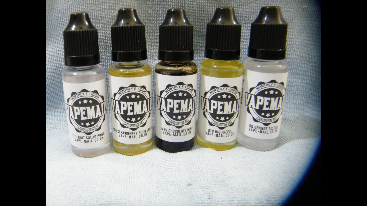 VapeMail Box January 2016 + 1 other juice (6 in total).