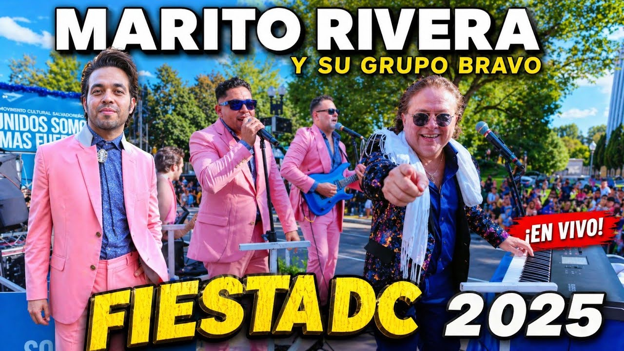 Marito Rivera tocando en vivo en la carrosa Salvadoreña en Fiesta DC 2025