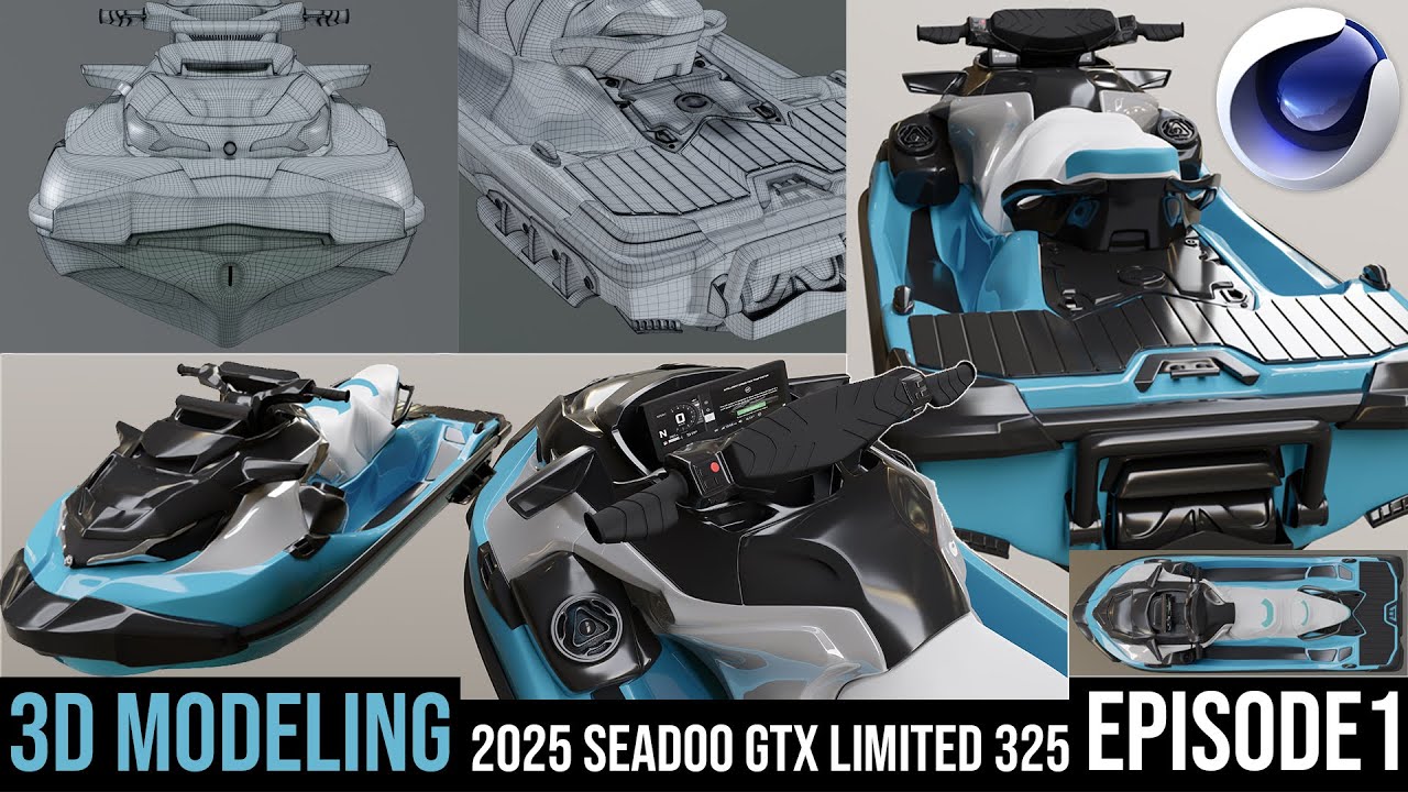 SEADOO GTX LIMITED 325 JETSKI - 3D MODELING 🚤 | CINEMA 4D HARD SURFACE TUTORIAL PART 1