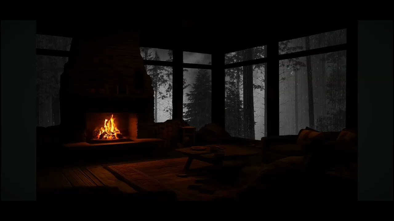 El sonido de la lluvia junto a la chimenea (descansando en la habitacion)