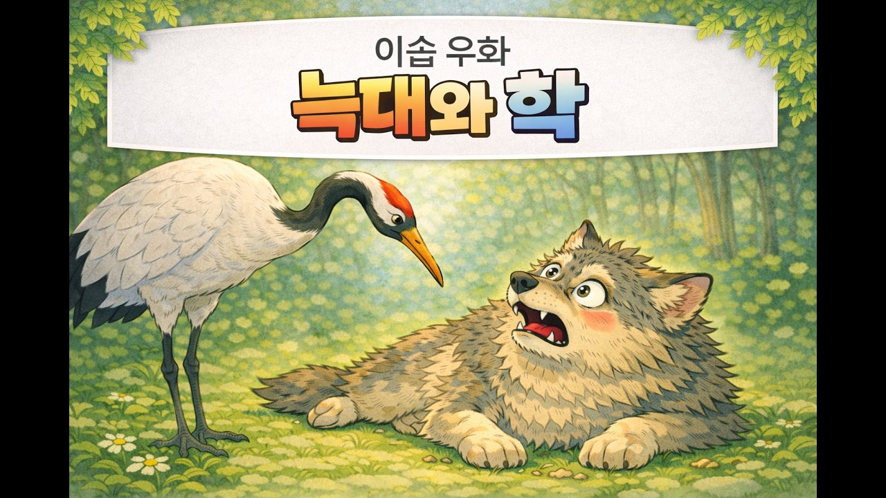 구연 동화 | 늑대 목에 가시가 걸렸대요! - 은혜를 모르는 욕심쟁이 늑대와 착한 학 (이솝우화) - 엄마 목소리 동화