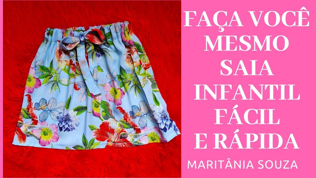Como Fazer Saia infantil fácil com elástico na cintura