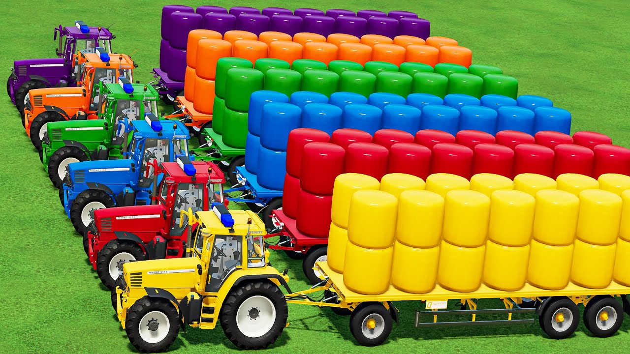 WORK WITH COLORS FENDT FAVORIT! TRANSPORT COLORED HAY BALES WITH MINI TRACTORS & AUTO LOADERS! FS22