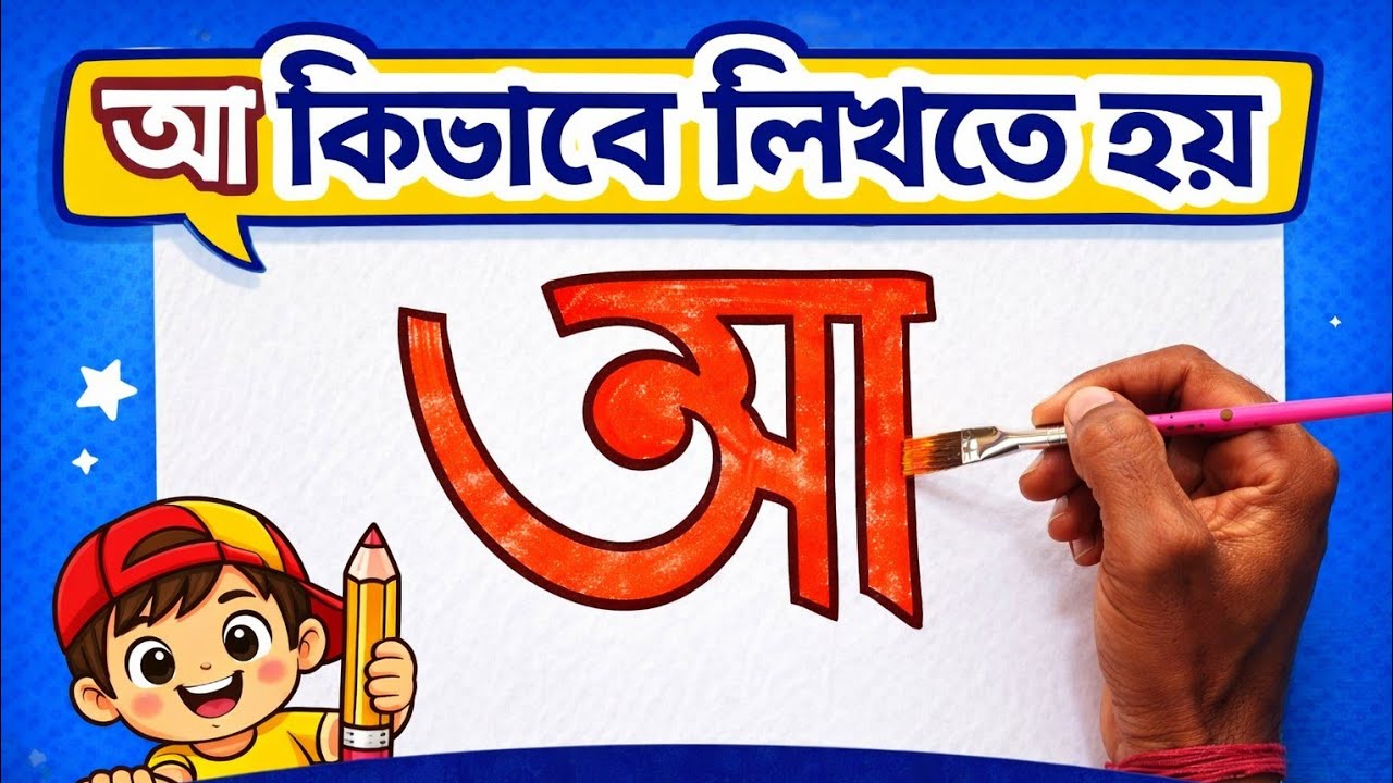 বাংলা আ অক্ষর লেখা | বাচ্চাদের জন্য সহজ করে | How to Write Bengali Letter আ 