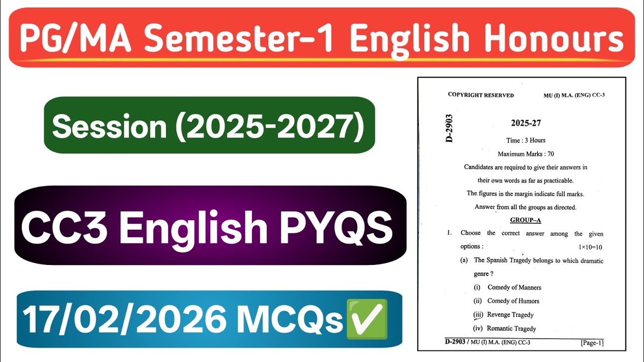 LNMU PG/MA 1st Semester CC-3 English PYQs (2025-2027) | PG English Previous Year Questions Paper |
