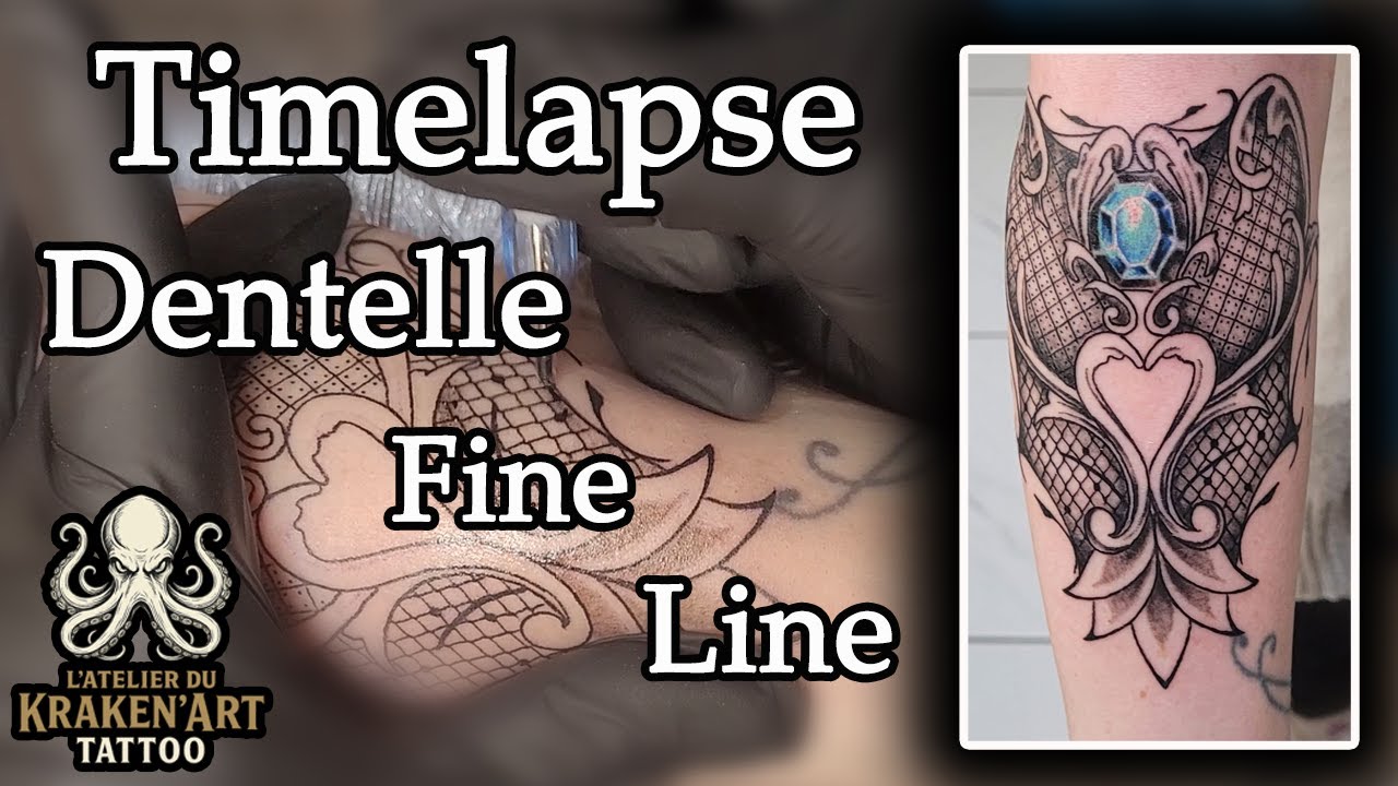 Tatouage Dentelle Fine Line - Timeshortlapse complet #