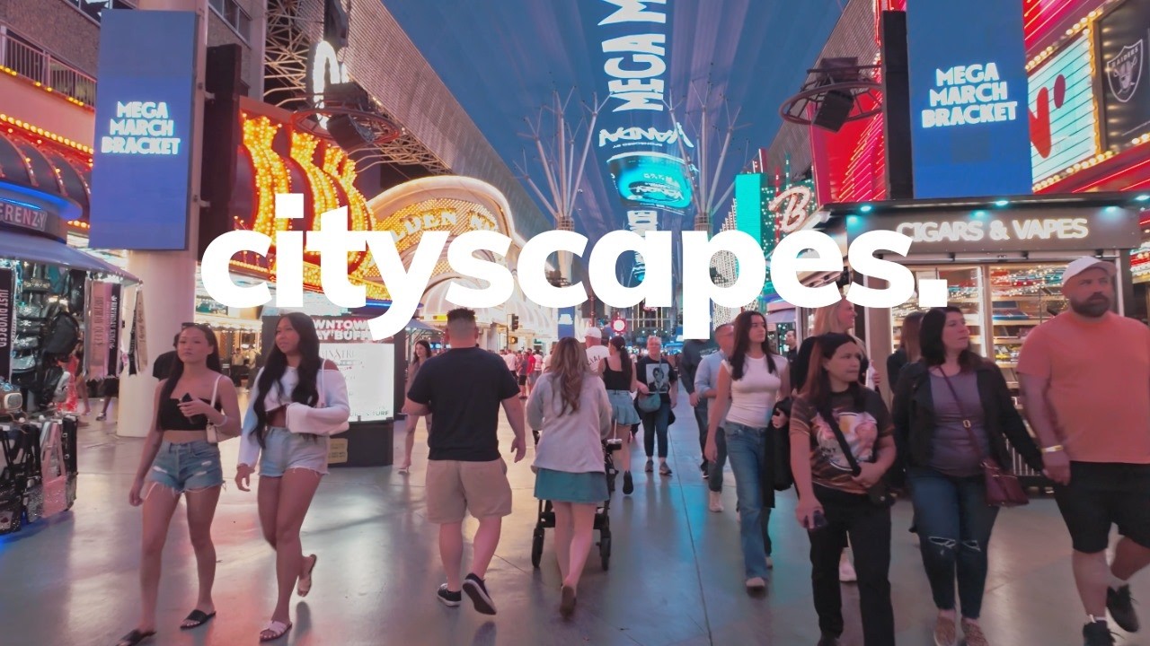 Downtown Fremont Street Las Vegas Night Walk 4K | Casinos, Neon Lights & Fremont Street Experience W