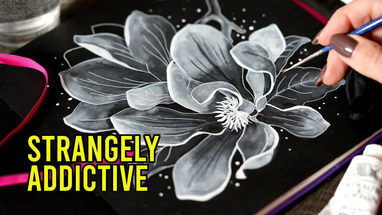 White Gouache on Black Paper 🤍 Easy & Fun Tutorial for Beginners