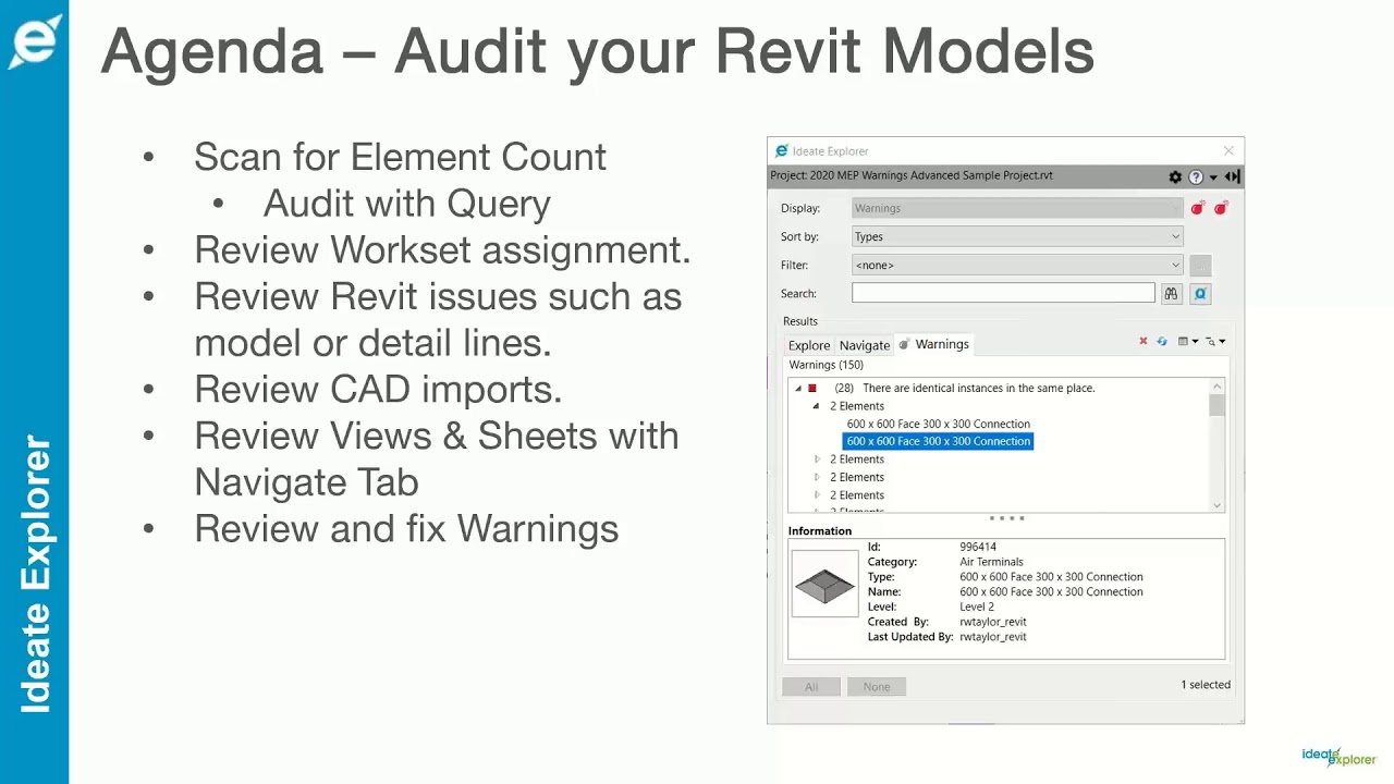 Audit your Revit MEP Projects with Ideate Explorer