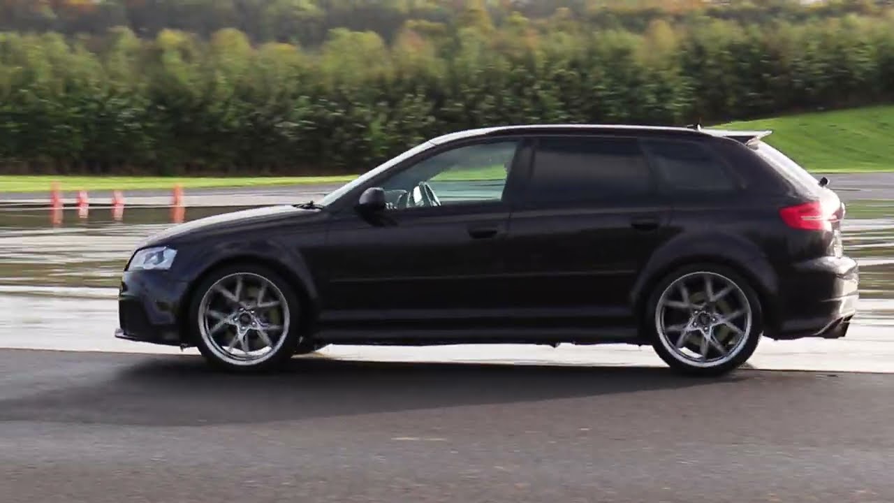 Audi RS3 8P trying to drift Thruxton Skid pan.