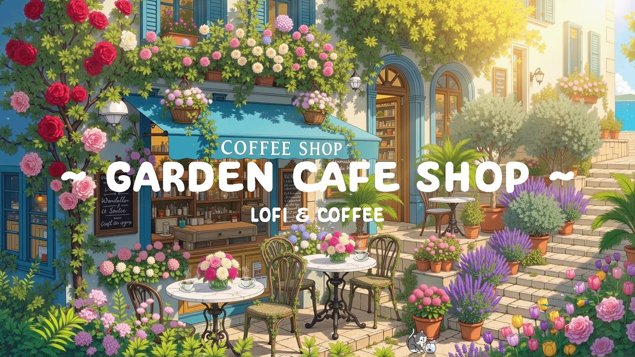 Garden Cafe Shop 🌼 Positive Energy in Japanese Flowers 🌳 Lofi Cafe & Groovy Music for work, relax