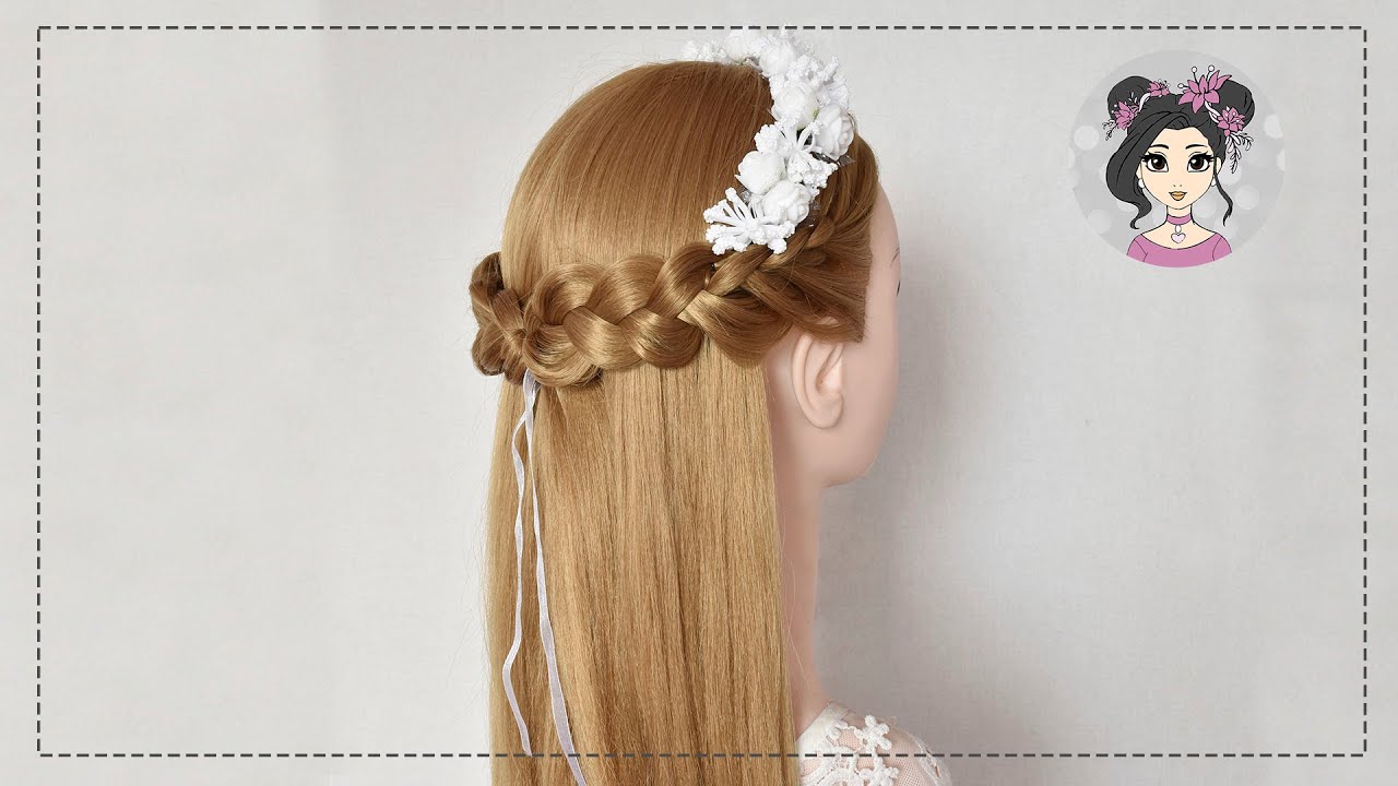 PEINADO SENCILLO para PRIMERA COMUNIÓN | Semirecogido con Trenza y flores