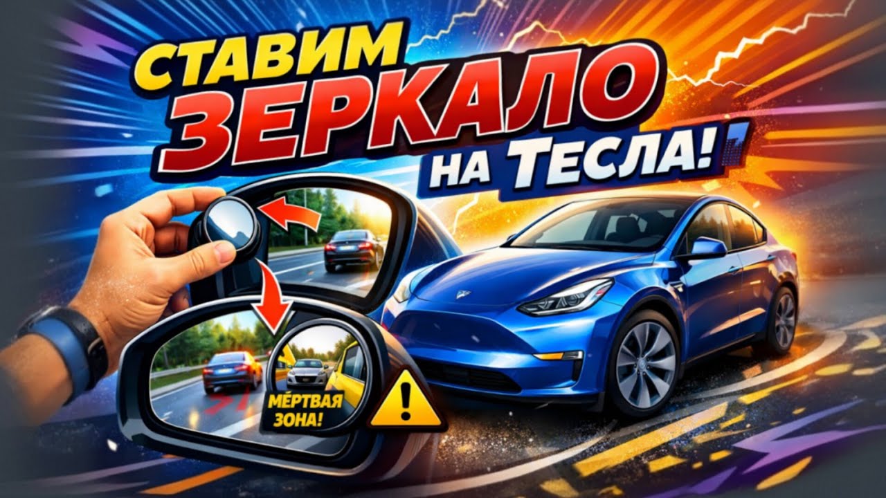 Устанавливаем зеркало с индикатором мертвой зоны на Tesla Model Y. @teslamotics @tlyard 