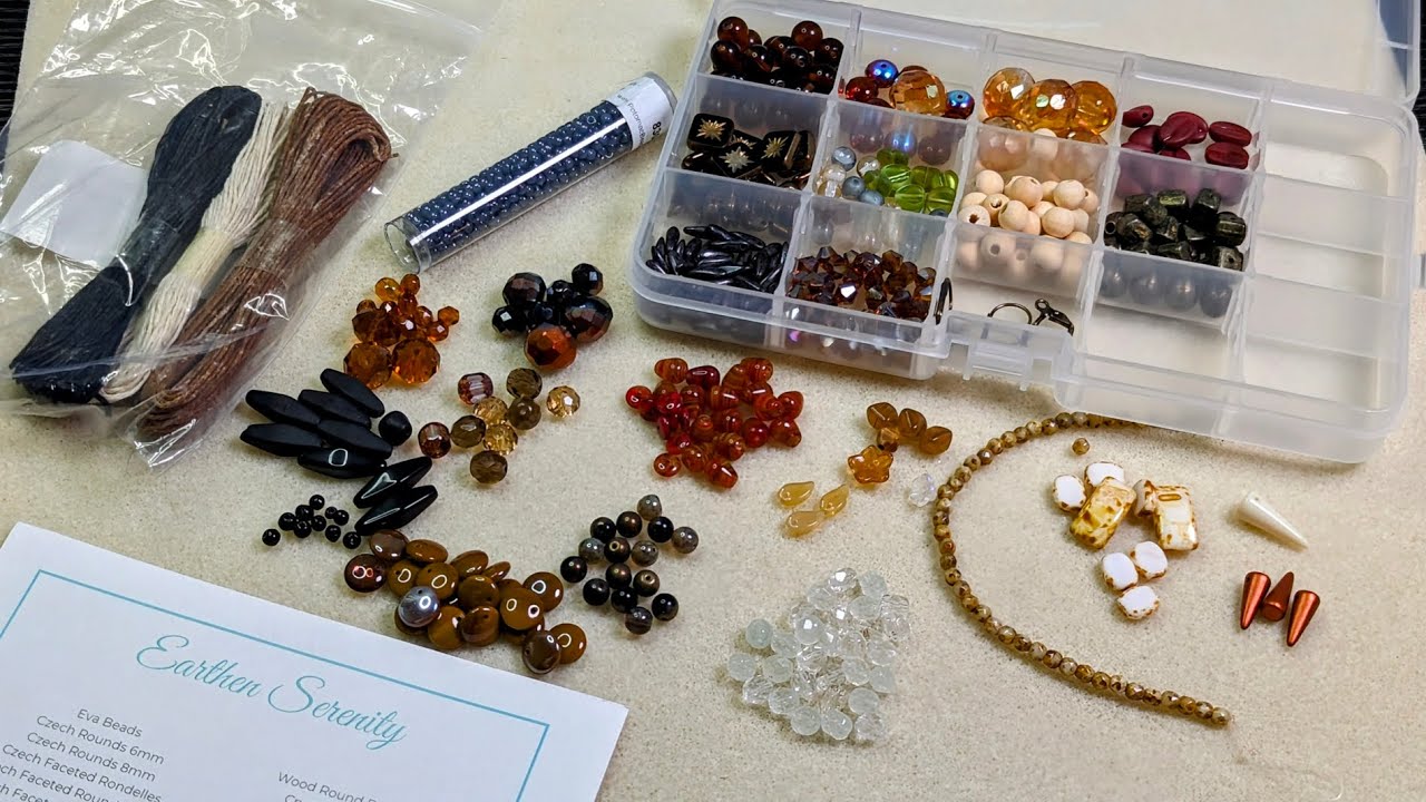 Organizing the March 2024 Potomac Beads Treasure box: Earthen Serenity