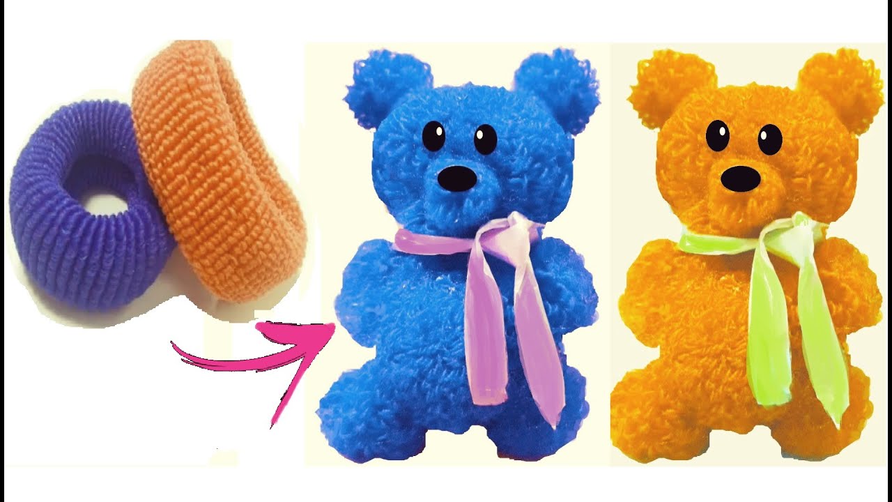 Ursinho Feito com XUXA PomPom de Cabelo / Bear made with elastic for hair