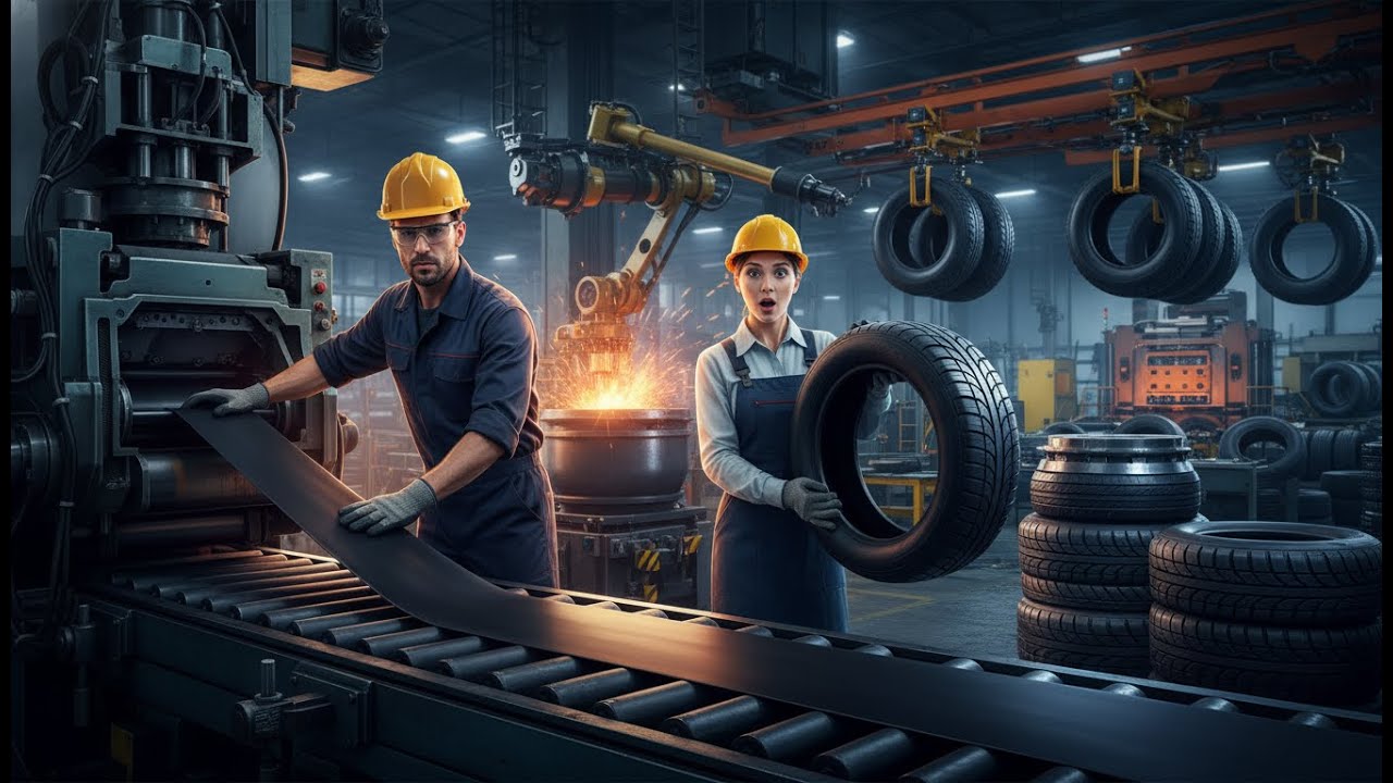 How Tires Are Made | Rubber Mixing, Calendering, Steel Belts, Building, Curing & QC ASMR
