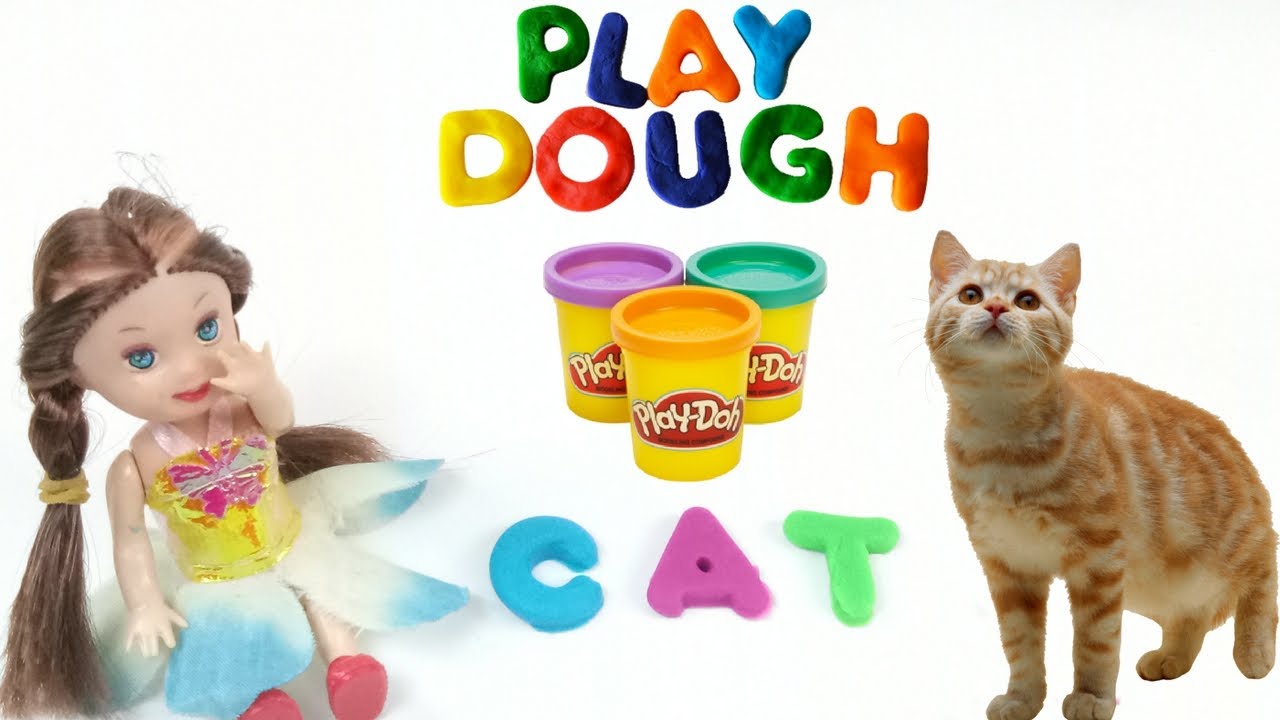 Learn Colors,Alphabet,ABC Songs PlayDoh Spiderman and Barbie|"C" for Cat Phonics Song with TWO Words