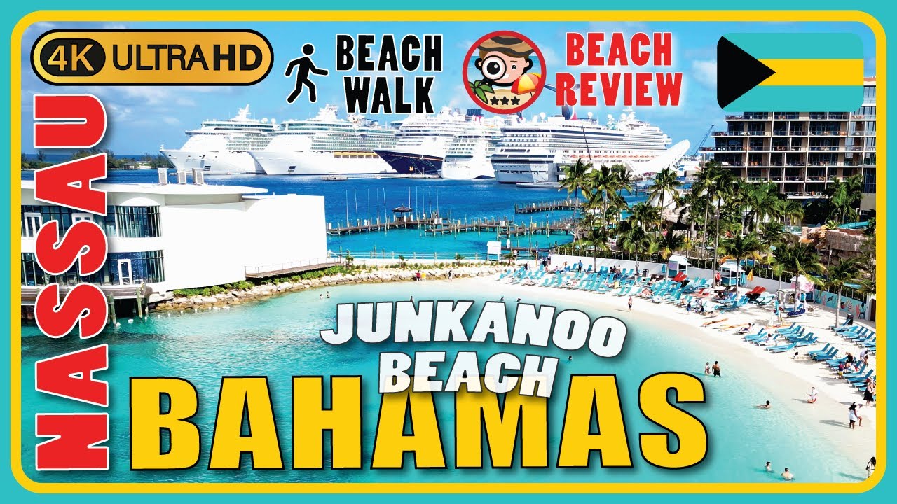 Junkanoo Beach, Nassau, Bahamas 🇧🇸 (Busiest beach in Nassau!) 4k Walking Tour / Beach Walk & Review