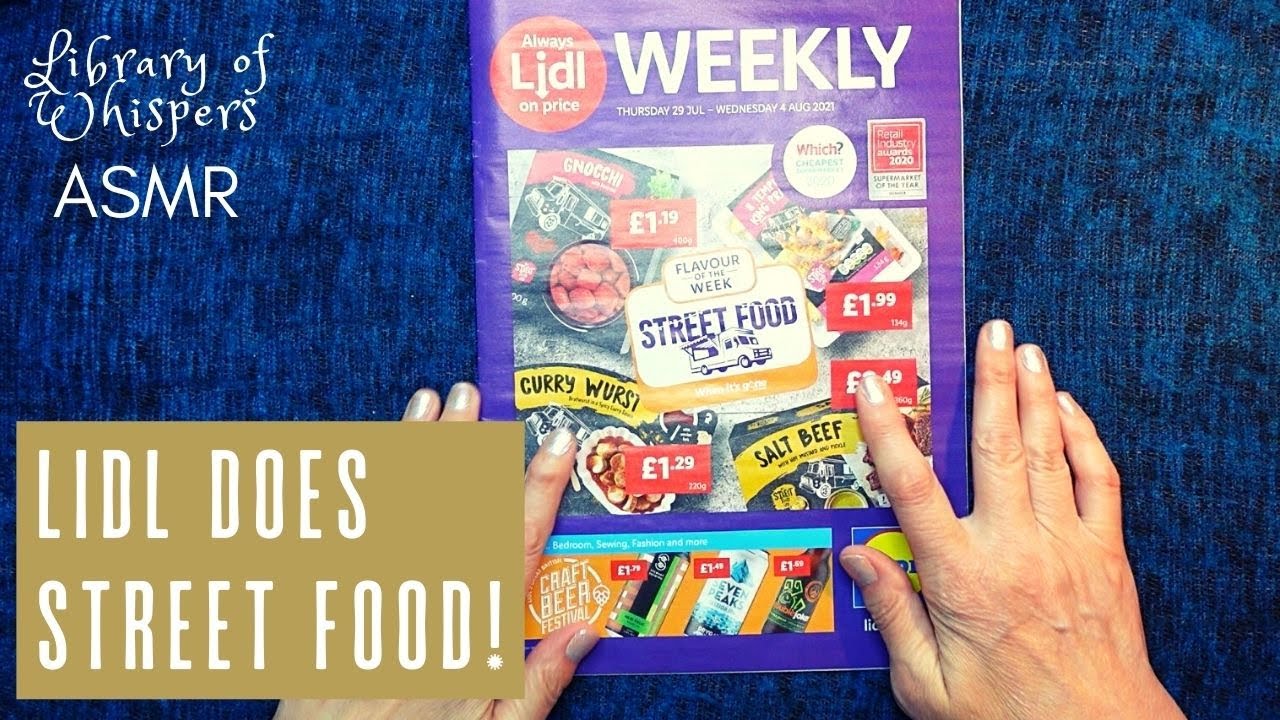 ASMR | Street Food! Lidl Weekly & Gum Chewing Whispered Reading - Browsing - Rambling