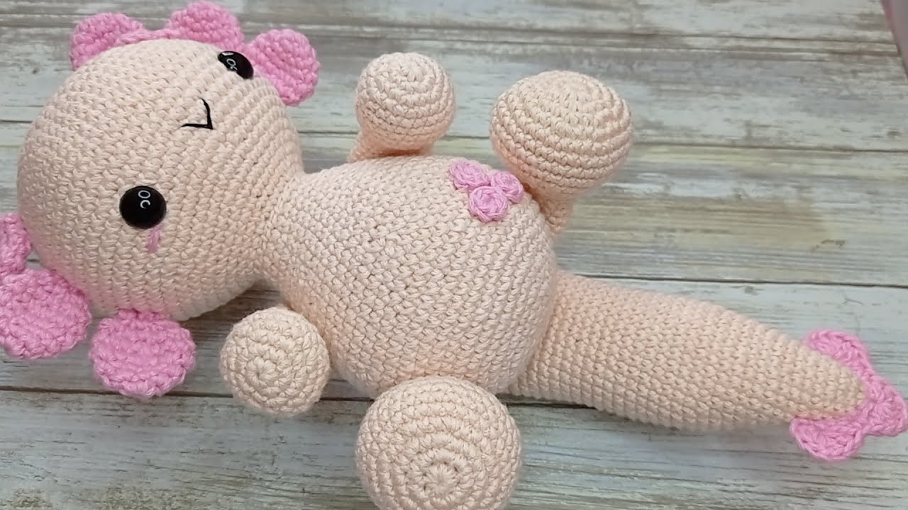 TIERNO AJOLOTE AMIGURUMI A CROCHET PASO A PASO 35 CM DE PURO AMOR