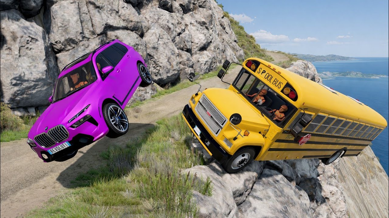 Deadly Bus Vs Car Accident On Cliff 😱 BeamNG.drive | Ultra Realistic Crash 