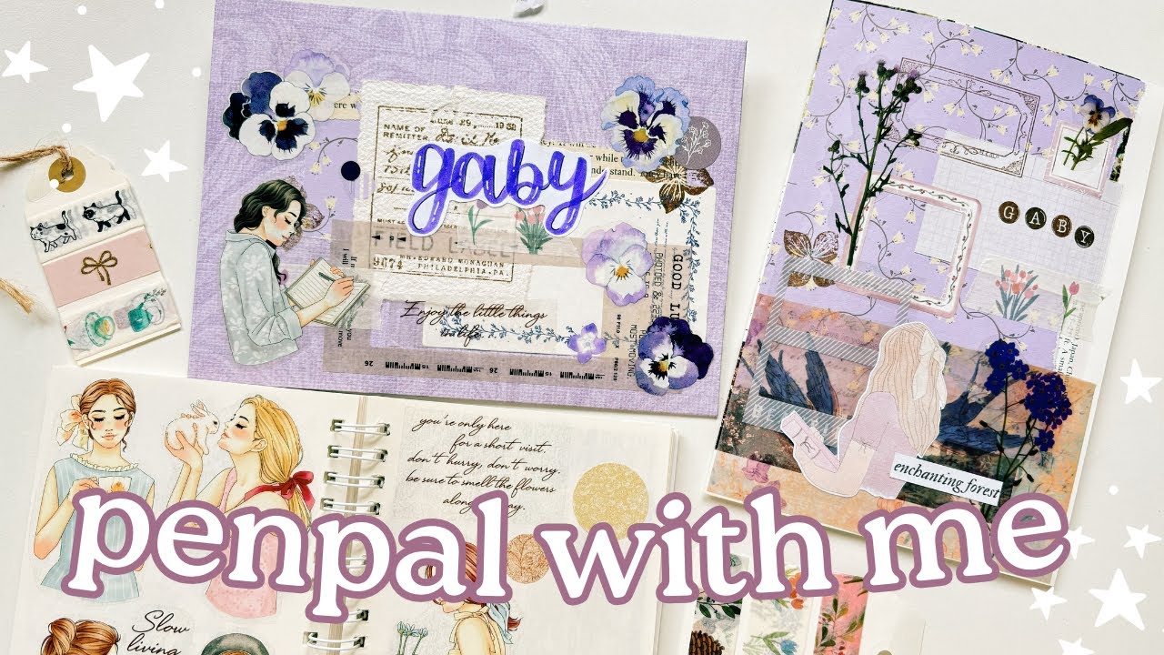 Penpal With Me ✨🖋️ Purple floral envelope and flip book 💜