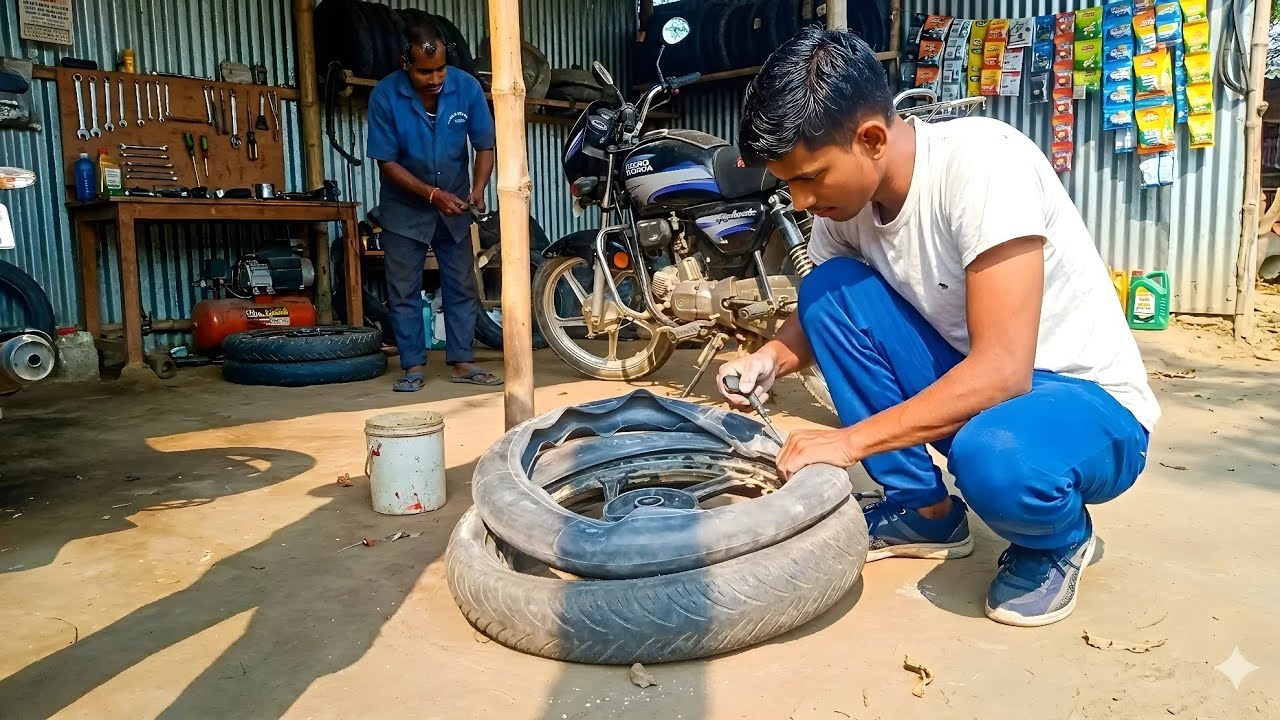 Amazing Handyman Skills: Fast and Clean Tire Repair 🛠️ Handyman machanic