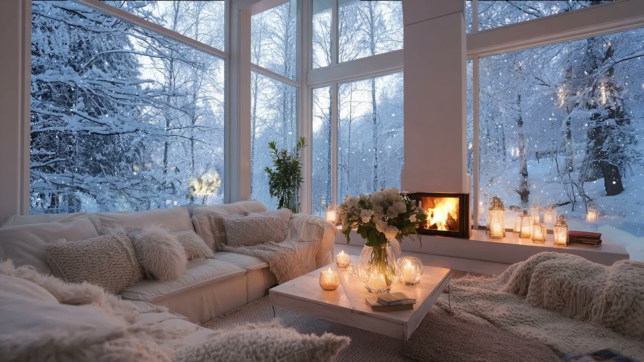 ❄️ Winter Fireplace Piano Atmosphere | 3 Hours Cozy Relaxation Music