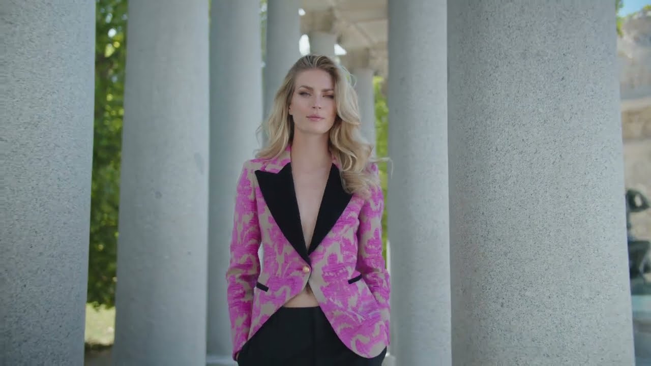 BLAZER ROSA JACQUARD DE UN BOT&Oacute;N REBECKA