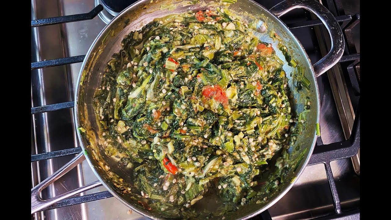 Bhagi   Spinach With Okra | CaribbeanPot.com