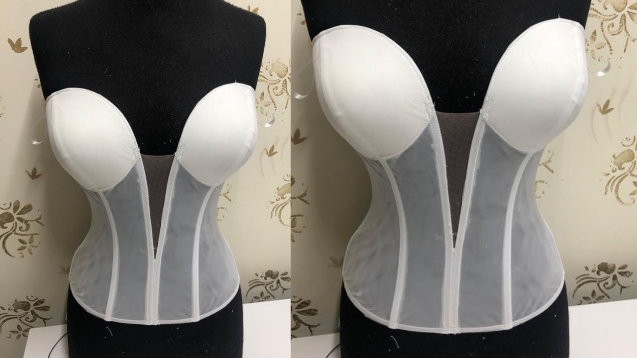 HOW TO CUT AND SEW CORSET WITH DEEP NECKLINE AND YOKE USING ILLUSION NET